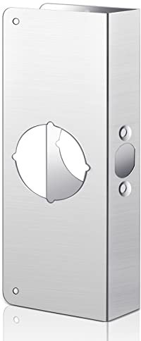 Dunzy 1-3/8 Inch x 9 Inch Door Reinforcement Plate 2-1/8 Thick Stainless Steel Lock and Door Reinforcer Security to Repair Home Wood Metal Knob/Lock/Latch/Deadbolt, Silver(1 Pack)