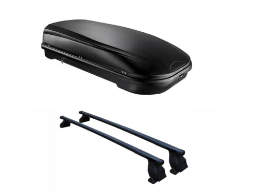 Italfodere Dachbox Auto 580 Liter + Dachträger Gepäckträger Skiträger Schwarz