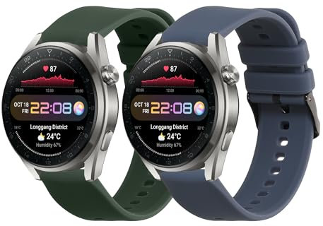 kwmobile 2X Sportarmband kompatibel mit Huawei Watch 4 Pro/Watch 4 / Watch 3 Pro/Watch 3 Armband - Fitnesstracker Band Set aus TPU Silikon