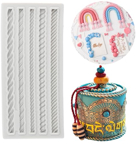 MYPRACS Silicone Rope Cake Fondant Sugarcraft Decoration Mould for Cake Border Decorating Cupcake Topper Candy Chocolate Gum Paste Polymer Clay Set of 1