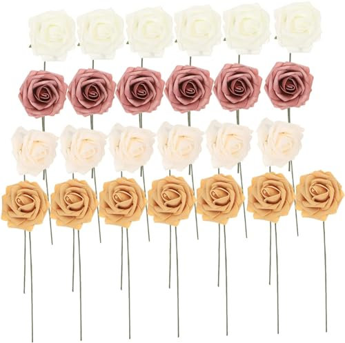 Fiori artificiali, 1 scatola di rose finte Decorazioni for la casa rosse Accenti for la casa Decor Bouquet di fiori artificiali Schiuma Rose finte Fiori di rose artificiali Bouquet di fiori Matrimonio