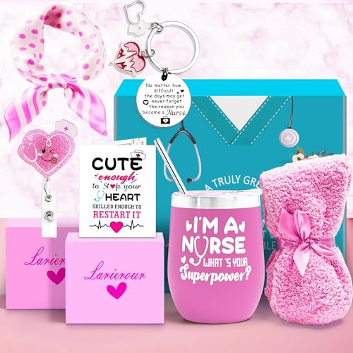 Nurse Gifts for Women -Nurse Appreciation Gift ,Nurse Graduation, Nursing School, Nurse Christmas Gifts - Nurse Practitioner, RG Gift - Wine Tumbler, socks, Drink Coaster, Badge Holder Reel (Pink)