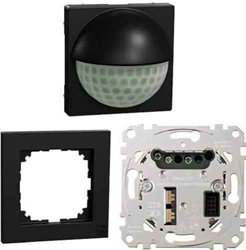 Bundle: Merten Argus 180 UP Sensor-Modul,System M Bewegungsmelder,Innenbereich,Unterkriechschutz,1.1m,Schwarz Matt + 1 Fach Rahmen,Ocean Plastic,Schwarz Matt + MEG5171-0000 Universal Unterputz,Silber