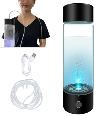 Sxhlseller 410ml Hydrogen Water Bottle mit Schlauch Adapter zu genießen reine O2/H2 & 420ml große Kapazität, 1200-1400ppb tragbare Wasserstoff Wasser Generator für Reisen