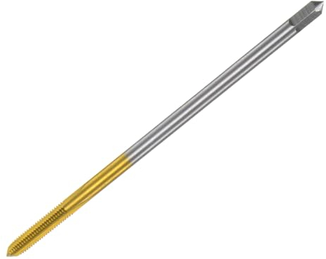 QUARKZMAN Maschio per Filettatura Metrica M4 x 0.7 H2 100mm Extra Lungo Rivestito =Titanio M35 Strumento Riparazione Fresatura Filetti Fresatura Viti Flauto Dritto Acciaio ad Alta Velocità
