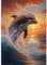 DPHERO Delphin Diamant Painting Bilder für Erwachsene Anfänger,5D Sonnenuntergang Diamond Painting Set,DIY Strass Bilder Diamant Kunst Kits,Runde Steine Diamant Painting für Zuhause Dekor 30x40 cm