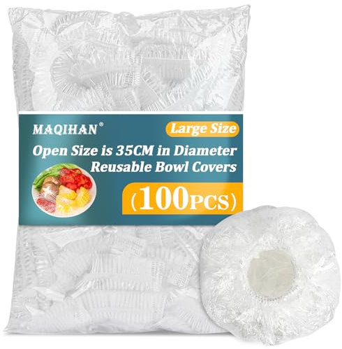 MAQIHAN 100 Food Covers Plastic Stretch - Large Reusable Fresh Keeping Bags/100pcs Plate Covers for Food Fresher for Longer Bags Reusable Bowl Covers Plastic Wrap Covers Food Storage Bags Food Wrap