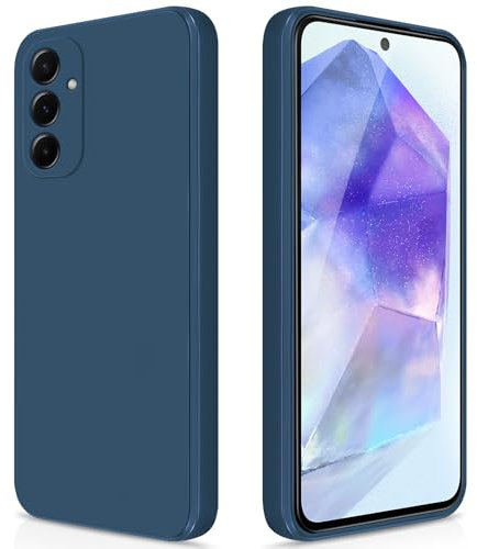 GiiYoon Cover per Samsung Galaxy A55 5G Custodia in Silicone, Custodia Antiurto Case Sottile in Silicone TPU con Strato Interno in Fibra e Protezione della Fotocamera, Blu