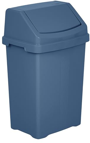 JMS we create smile Plastic Swing Lid Bins Recycle Waste Dust Bin 8/25 /50 L Home Kitchen Office (Navy, 50 Litre)
