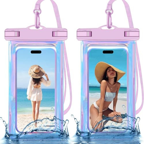 2 Pack Iridescence Universal Waterproof Phone Pouch, Large Phone Waterproof Case Dry Bag (Protection Level: IP68) Outdoor Sports for Apple iPhone,Samsung,and up to 7.5 (Iridescence 2 Pack)