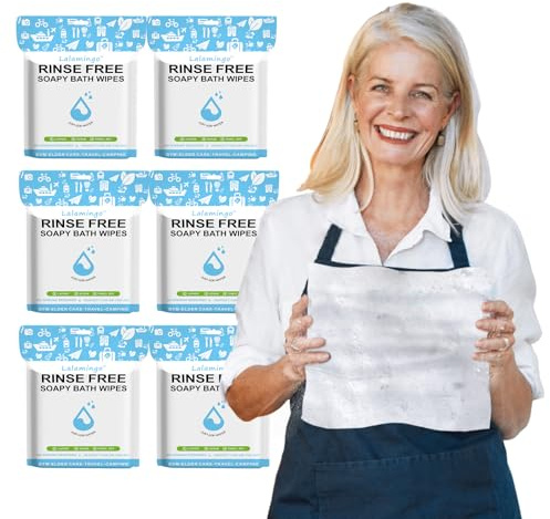 150PCS XL Rinse Free Soapy Bathing Wipes, 11.8×11.8 Disposable No Rinse Dry Body Wipes for Adults & Kids. Post-Surgery Patients, Elderly Bedridden & Disabled | Camping, Hiking (25 Count-Pack of 6)