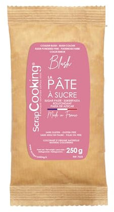 ScrapCooking - Pâte à Sucre Rose « Blush » 250g - Colorant d’Origine Naturelle - Sans Gluten, Sans Huile de Palme - Pour Gâteaux, Pâtisseries Anniversaire - Fabriquée en France - 7625