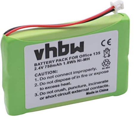 vhbw Battery Compatible with DeTeWe Aastra Cordless Landline Telephone (750mAh, 2.4V, NiMH)