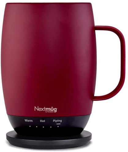 Nextmug Plus - Temperature-Controlled, Self-Heating Coffee Mug (Burgundy - 18 oz.)