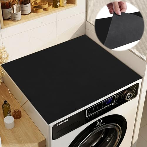 Waschmaschinenauflage Waschmaschinenbezug 60x60 cm Waschmaschinenabdeckung Staubschutz Rutschfest Waschmaschine Bezug Abdeckung Küchen Abwaschbar Zuschneidbare Schwarz