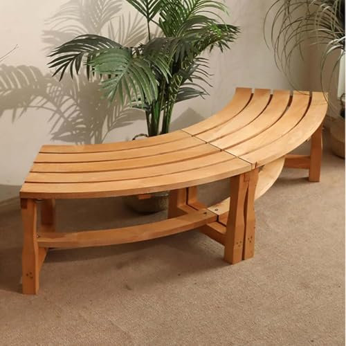 MAYFABD Außen Halbrunde Outdoor Baumbank Umlaufende Baumbank Holzbank Witterungsbeständige Korrosionsbeständige Halbkreis-Rundbank Starke Tragfähigkeit Für Pool Strand Rasenflächen,B,85x40x40cm
