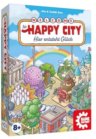 Game Factory 646084 Happy City, Legespiel ab 8 Jahren, Familienspiel für 2-5 Spieler, Kartenspiel, Städtebauspiel