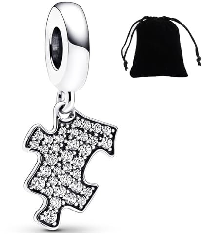 MaNeaz Armbänder Charms Armband Anhänger Charm Armband Charms Armband Anhänger Mit Schwarz Samtbeutel Für Pandora-Armbänder Geburtstagsgeschenke Puzzlestück Mit Diamanten
