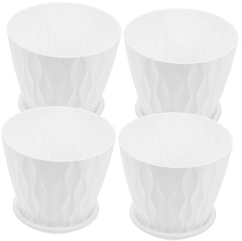 SUPVOX 1 Jeu Pot De Plantes Vertes Pots De Fleurs avec Trou De Drainage Plantes De Yucca À L'intérieur Cache-Pot Décoratif Pots De Cactus Grande Jardinière PP Blanche 4 Pièces