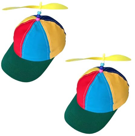 YFaith 2 Stück Propeller Mütze, Bunte Propellermütze, Baseballmütze mit Propeller für Damen & Herren, Lustiger Hut Verstellbare 54-58 cm, Hubschraubermütze für Partys, Faschings, Junggesellenabschied