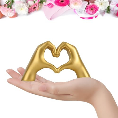 Mulomir Mini Herz Hände Skulptur, Liebe Finger Moderne Statue, ästhetisches Boho Regal Dekor, Einzigartige Valentinstag Dekorationen, Geburtstagsgeschenk und Gedenkgeschenk