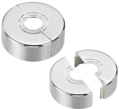 PATIKIL Plaque de recouvrement murale fendue 0,8/1/1,3 pouce, 2 pièces 1 Épaisse Plaque d'entourage ronde ABS découpable Boucle de couverture de plaque de garniture, argent