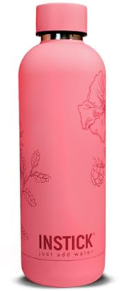 INSTICK Isolierflasche Rose 500 ml – Edelstahl-Wasserflasche mit floralem Motiv, auslaufsicher für heiße & kalte Getränke, ideal für Outdoor und Sport