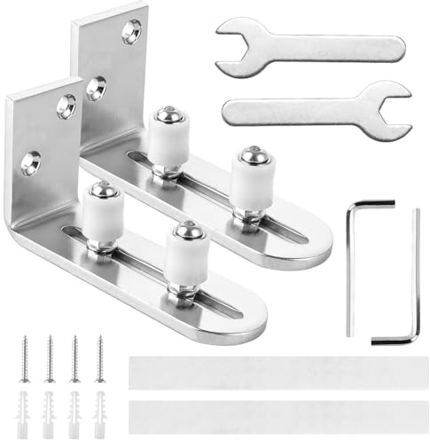 OYEU 2 piezas guía puerta corredera suelo ajustable acero cromado