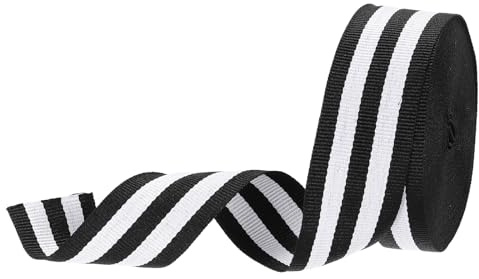 PATIKIL Geschenkband Hochzeit 9.14m, 30mm Breit Schleifenband, Gestreiftes Satinband für Bastelarbeiten, Geschenkverpackung, Hochzeitsdekoration (Schwarz Weiß)