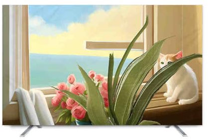 HSTANGKY TV Cover 32-80 Inch TV Dust Cover Modern Waterproof Protective Cover for Indoor/Outwall LED/LCD TVs Wall-Mountable Universal Display Protector-flower1||49-52inch