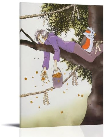 YHNGFDSKNB Natsume's Book of Friends klassische Anime-Serie, Leinwand-Poster, Wandkunst, dekoratives Gemälde, Schlafzimmer, 20 x 30 cm, Rahmenstil