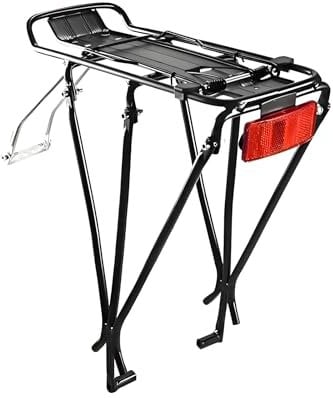 Rear Bike Rack, Aluminum Alloy Bike Cargo Rack, Bicycle Carrier with Hardware and Reflector, Bike Accessories, Can Hold Up to 55 lbs, Fits Most Adult Bicycle Frames