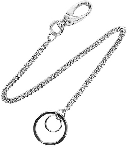 zizitips Brieftasche Kette, Schlüsselanhänger Kette aus Edelstahl für Herren Damen, Jeanskette mit Zinklegierungs-Karabiner, 38cm Gesamtlänge, Silber, Sicher & Robust für Biker Trucker