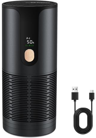 Arint Mini Car Air Purifier-4 Layer Filtration & LCD Display,15dB Quiet,Cordless True HEPA Portable Small Air Purifier,Filters 99.97% of Smoke/Dust/Pet Odors,for Cars/Office/Travel