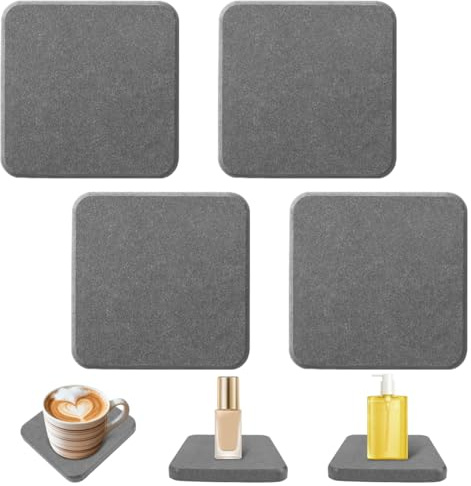 4 Stück Wasserabsorbierender Stein Waschbecken, Untersetzer aus Kieselgur | Kieselgur Wasserabsorbierende Untersetzer, Wasser Absorbierender Stein, für Handseifen, Tassen, Getränkeflaschen, Quadratisch