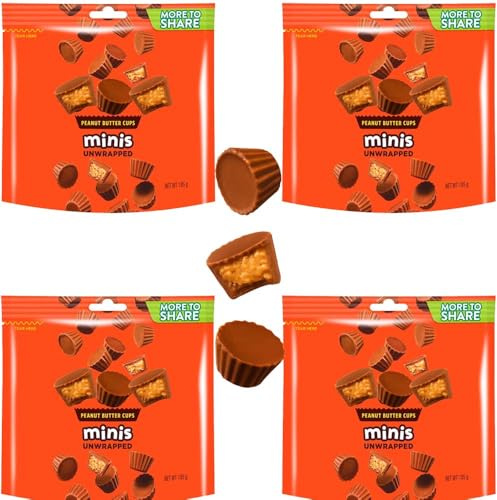 Christmas Treat – Unwrapped Milk Chocolate Peanut Butter Cups, 185g Sharing Bag – Perfect for Gifting or Snacking - Res (7 x Pack)