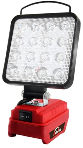 AUTOJARE 4 zoll Akku Lampe Kompatibel mit Einhell 18V 3200LM Led Arbeitsleuchte Baustellen Lampe 48W Tragbares Strahler mit Haken für Autoreparatur, Heimbeleuchtung, Camping, Angeln (kein Akku)
