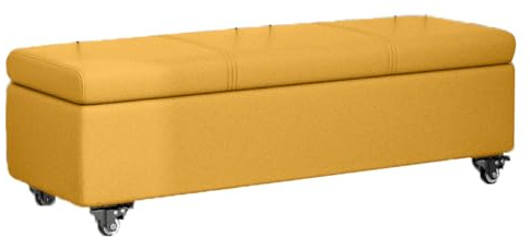 YDkjwjw Bettbank Mit Stauraum, Aufbewahrungshocker Aus Kunstleder, Rechteckig, Gepolstert, Große Sofabank for Wohnzimmer, Flur(Yellow,50x40x40cm)