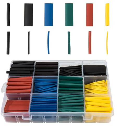 Gaine Thermorétractable 530 Pièces Diamètre 1.5mm-10mm Kit Ratio 2:1 Tube Thermorétractables pour Câble Isolant électrique 5 Couleurs 8 Tailles