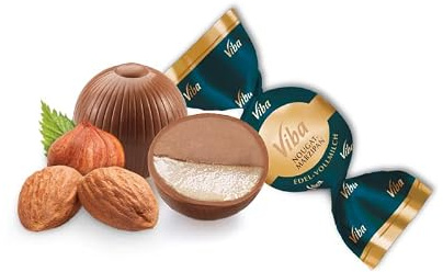 Viba Nougat-Marzipan-Kugeln – Vorratspack 75×15 g, gefüllte Schokokugeln mit Nougat & Marzipan