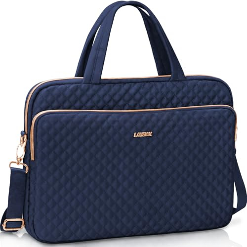 Lausiax Laptop Case Bag Women Men Computer Sleeve Compatible with MacBook/Dell/HP/Acer/ASUS, Waterproof Shoulder Carrying Briefcase, Blue, 14-14.5 Inch