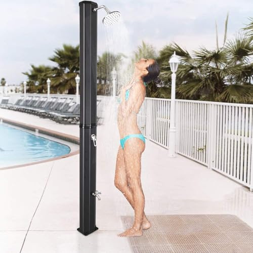 Douche de camping avec réservoir d'eau solaire chauffant et température réglable pour douches extérieures, jardin, bord de piscine et spa