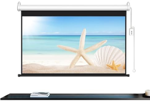 Motorized Projector Screen, 60-Inch Electric Floor-Rising 4K HD, Automatic Retractable Projection Screen with Remote for Indoor and Outdoor Use