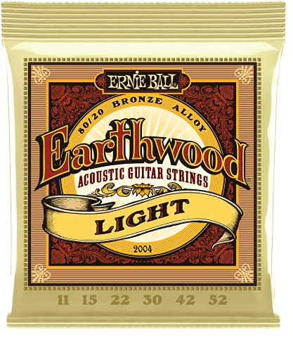 Ernie Ball Earthwood Light - Cuerdas para guitarra acústica, bronce 80/20, calibre 11-52
