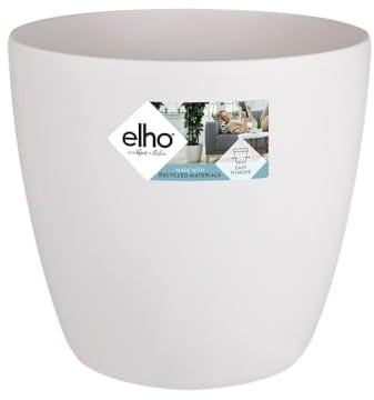 Elho Brussels Rond Roues 35 - Pot De Fleurs pour Intérieur - Plastique 100% Recyclé - Ø 35.0 x H 33.0 cm - Blanc/Blanc
