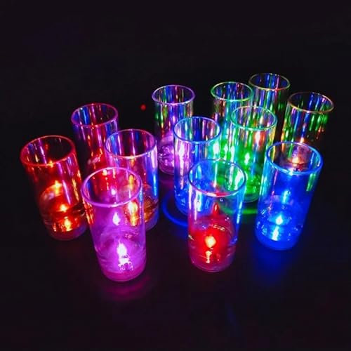 HUKITECH Leuchtende Schnapsgläser 12 STÜCK im Set in blinkenden Farben - Schnaps Gläser Party LED Funktion Partybecher