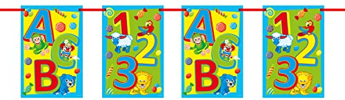 Folat Wimpelkette 123 ABC, Tiere, Einschulung, ca. 6 M.