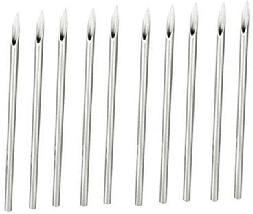 10PCS Silver Steel Safety Ear Body Nose Lip Navel Piercing Needle Pierce Tool Tattoo Supply Beauty Kit with Individual Package (12G)