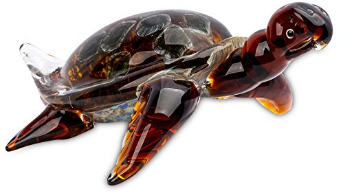 levandeo Glas Skulptur BxHxT 27x12x21cm Glasfigur Schildkröte Glaskunst Maritim Tischdeko Geschenkidee