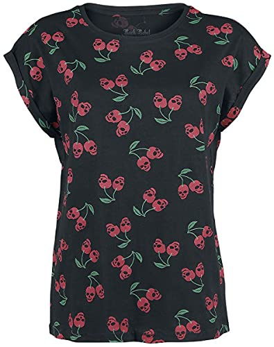 Rock Rebel by EMP Damen schwarzes lockeres T-Shirt mit Kirschen-Print